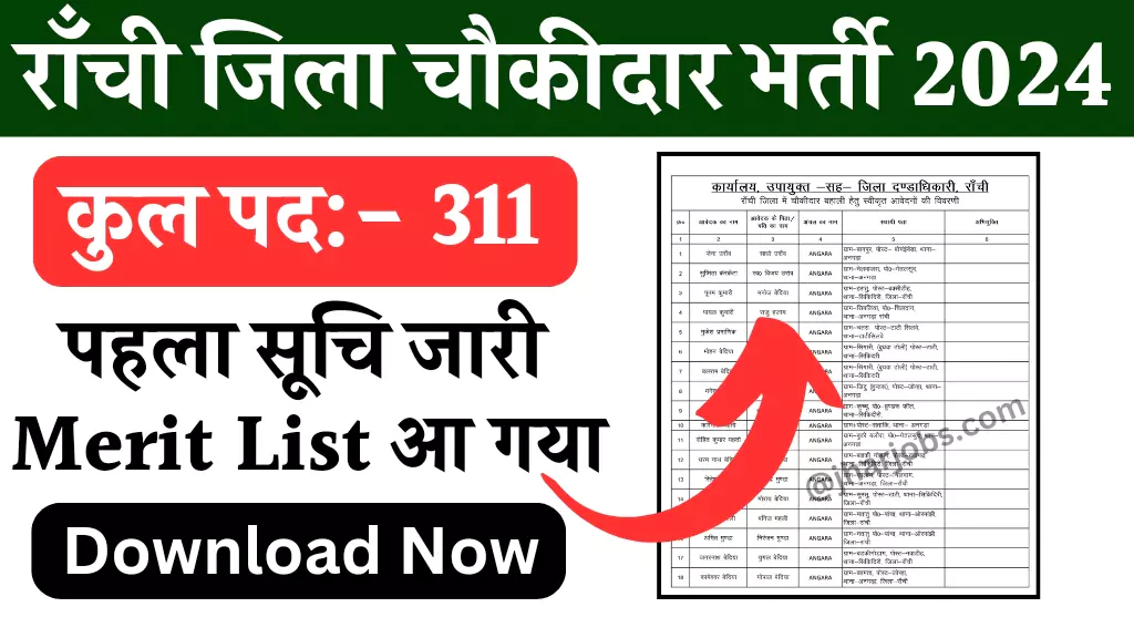 Ranchi Chowkidar Bharti 2024 Merit List