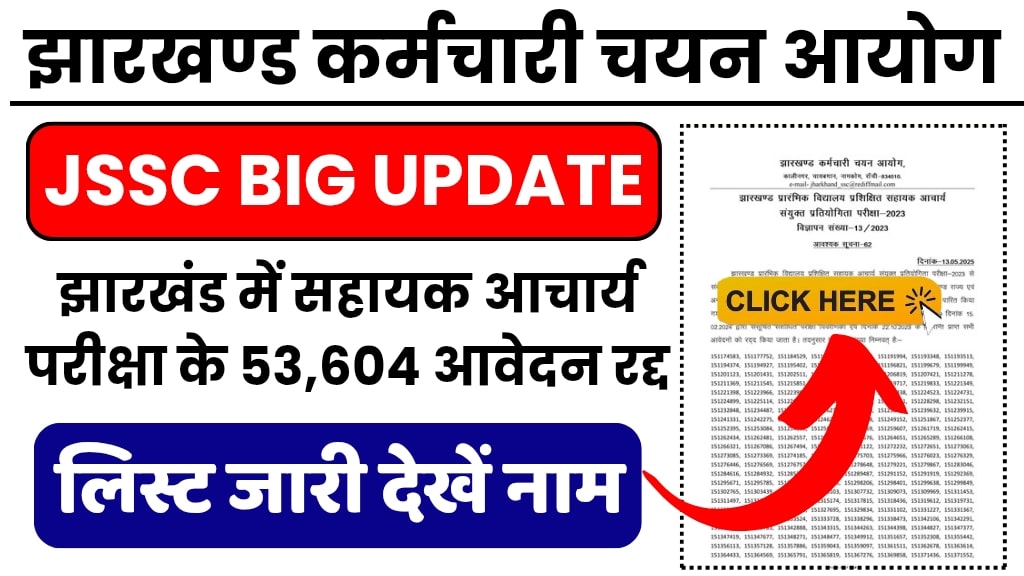 JSSC Sahayak Acharya Rejection List 2025